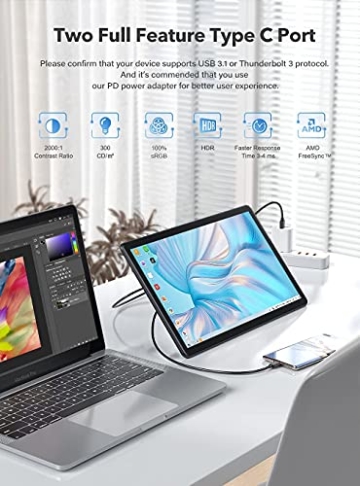 Portable Monitor Touchscreen, EVICIV 15,6
